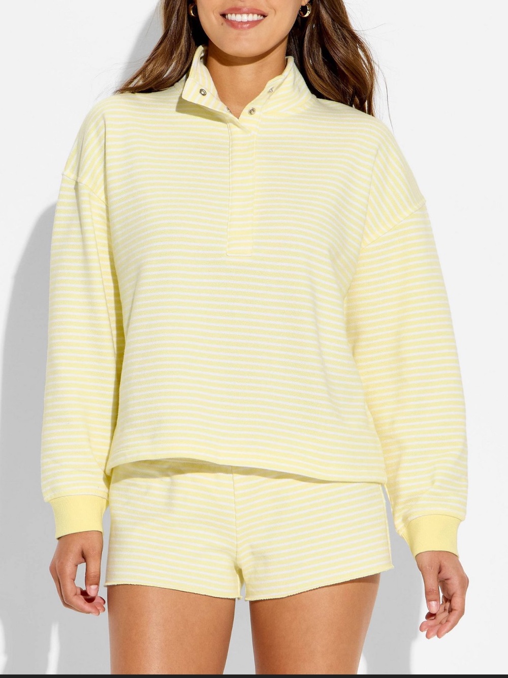 NWT Wild Fable Long Sleeve Snap Up Popover Sweatshirt Size Large